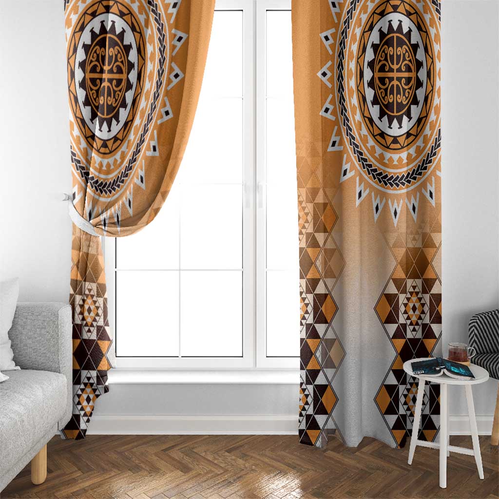 New Zealand Window Curtain Poutama Mix Orange Taniko Inspired Art LT05