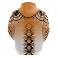 New Zealand Zip Hoodie Poutama Mix Orange Taniko Inspired Art LT05 - Polynesian Pride