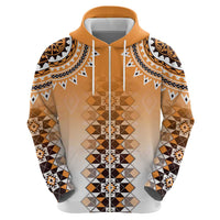 New Zealand Zip Hoodie Poutama Mix Orange Taniko Inspired Art LT05 - Polynesian Pride