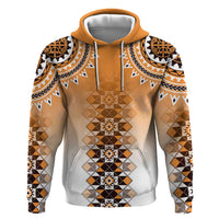 New Zealand Zip Hoodie Poutama Mix Orange Taniko Inspired Art LT05 Pullover Hoodie Orange - Polynesian Pride