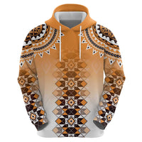 New Zealand Zip Hoodie Poutama Mix Orange Taniko Inspired Art LT05 - Polynesian Pride