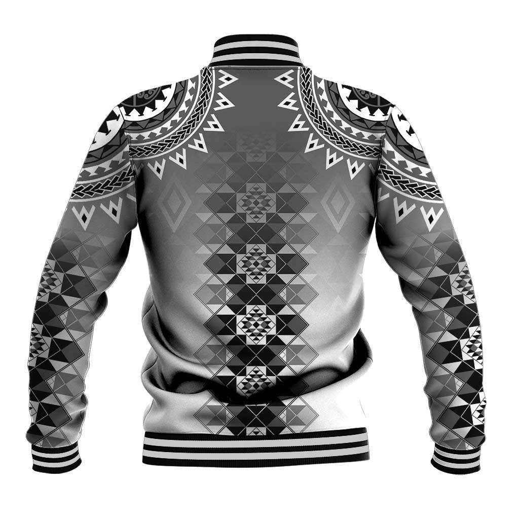 New Zealand Baseball Jacket Poutama Mix Gray Taniko Inspired Art LT05 - Polynesian Pride