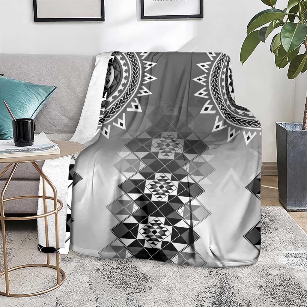 New Zealand Blanket Poutama Mix Gray Taniko Inspired Art LT05