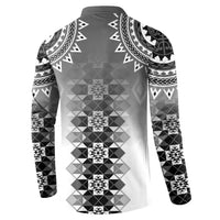New Zealand Button Sweatshirt Poutama Mix Gray Taniko Inspired Art LT05 - Polynesian Pride