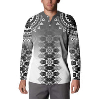 New Zealand Button Sweatshirt Poutama Mix Gray Taniko Inspired Art LT05 - Polynesian Pride