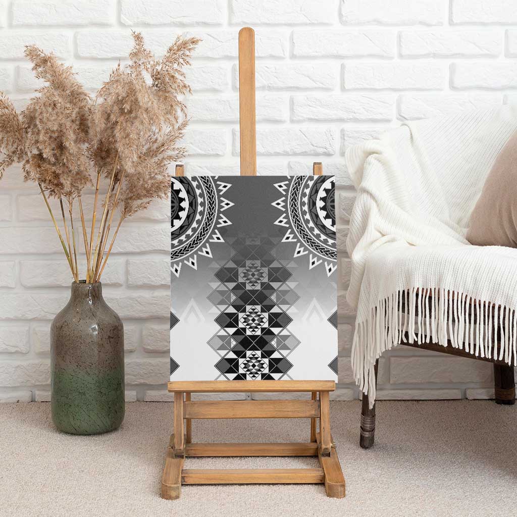 New Zealand Canvas Wall Art Poutama Mix Gray Taniko Inspired Art LT05 - Polynesian Pride