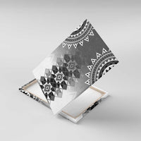 New Zealand Canvas Wall Art Poutama Mix Gray Taniko Inspired Art LT05 With Frame Gray - Polynesian Pride