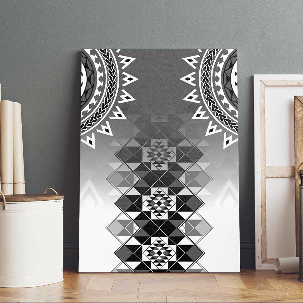 New Zealand Canvas Wall Art Poutama Mix Gray Taniko Inspired Art LT05 - Polynesian Pride