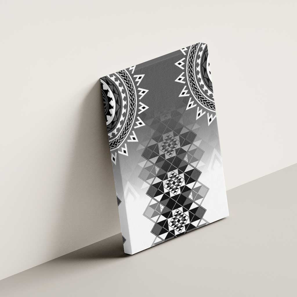 New Zealand Canvas Wall Art Poutama Mix Gray Taniko Inspired Art LT05 - Polynesian Pride