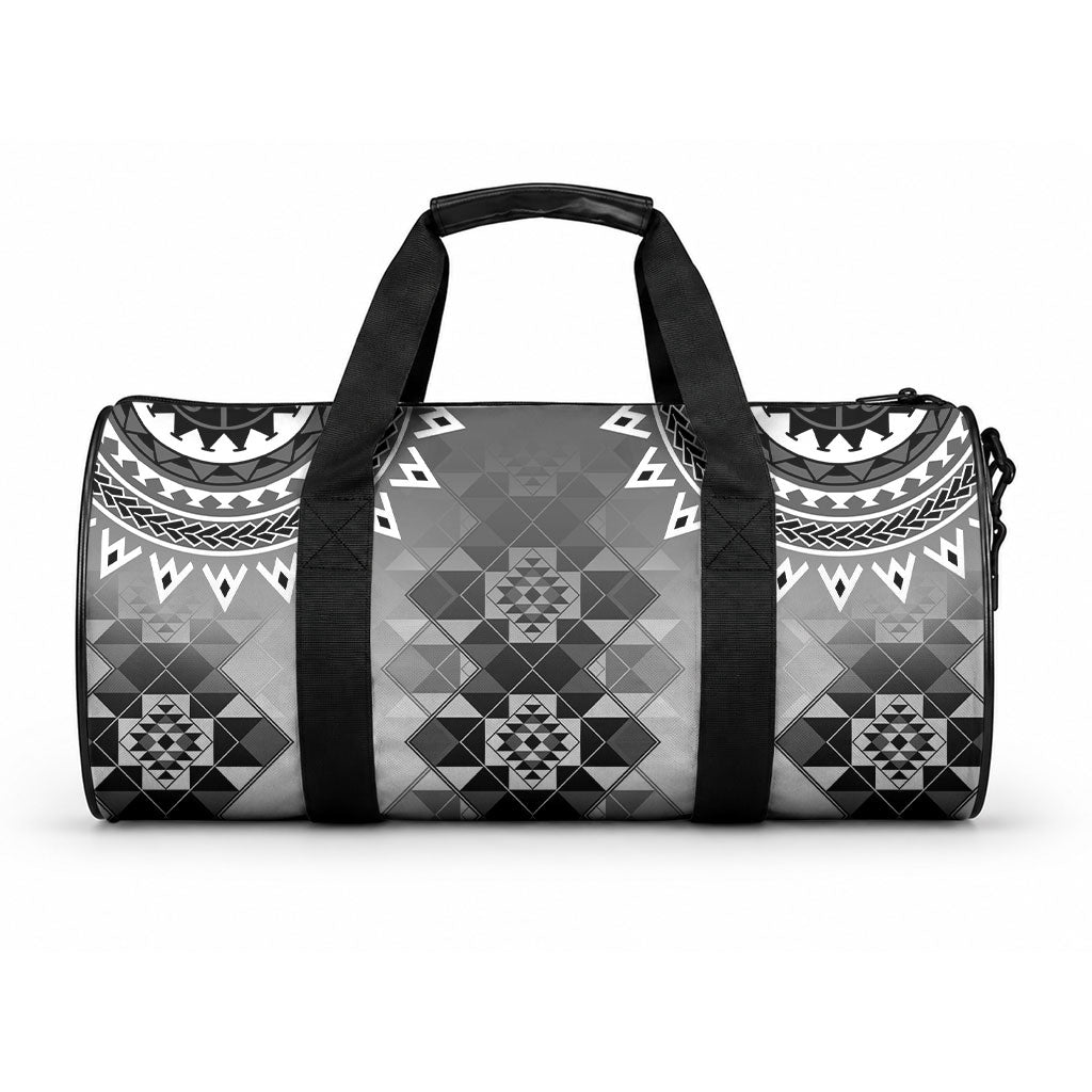 New Zealand Duffle Bag Poutama Mix Gray Taniko Inspired Art LT05 One size Gray - Polynesian Pride