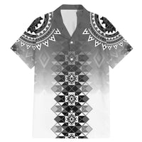 New Zealand Family Matching Mermaid Dress and Hawaiian Shirt Poutama Mix Gray Taniko Inspired Art LT05 Dad's Shirt - Short Sleeve Gray - Polynesian Pride
