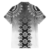 New Zealand Family Matching Off The Shoulder Long Sleeve Dress and Hawaiian Shirt Poutama Mix Gray Taniko Inspired Art LT05 - Polynesian Pride