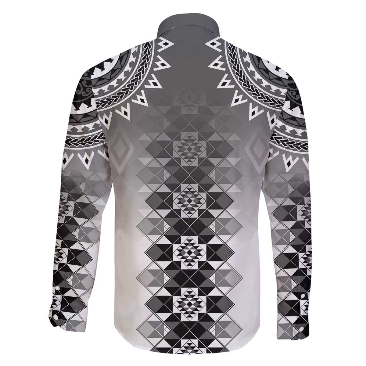 New Zealand Family Matching Off The Shoulder Long Sleeve Dress and Hawaiian Shirt Poutama Mix Gray Taniko Inspired Art LT05 - Polynesian Pride