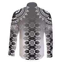 New Zealand Family Matching Off The Shoulder Long Sleeve Dress and Hawaiian Shirt Poutama Mix Gray Taniko Inspired Art LT05 - Polynesian Pride