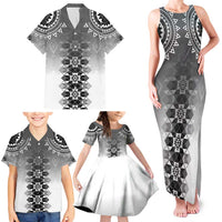 New Zealand Family Matching Tank Maxi Dress and Hawaiian Shirt Poutama Mix Gray Taniko Inspired Art LT05 - Polynesian Pride