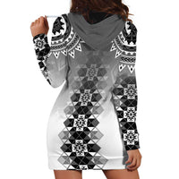New Zealand Hoodie Dress Poutama Mix Gray Taniko Inspired Art LT05 - Polynesian Pride