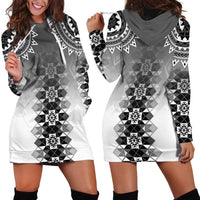 New Zealand Hoodie Dress Poutama Mix Gray Taniko Inspired Art LT05 - Polynesian Pride