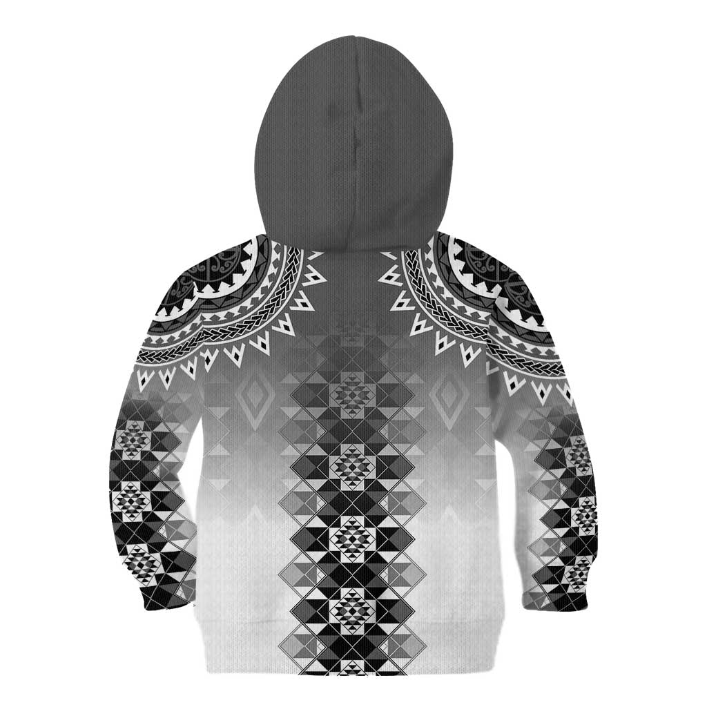 New Zealand Kid Hoodie Poutama Mix Gray Taniko Inspired Art LT05 - Polynesian Pride