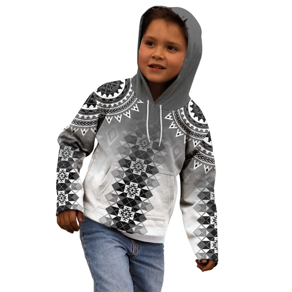 New Zealand Kid Hoodie Poutama Mix Gray Taniko Inspired Art LT05 - Polynesian Pride