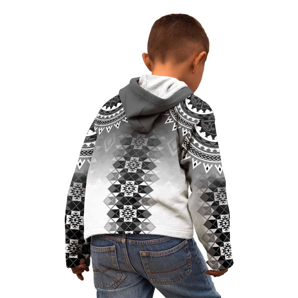 New Zealand Kid Hoodie Poutama Mix Gray Taniko Inspired Art LT05 - Polynesian Pride