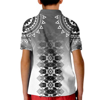 New Zealand Kid Polo Shirt Poutama Mix Gray Taniko Inspired Art LT05 - Polynesian Pride