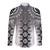 New Zealand Long Sleeve Button Shirt Poutama Mix Gray Taniko Inspired Art LT05