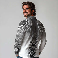New Zealand Long Sleeve Polo Shirt Poutama Mix Gray Taniko Inspired Art LT05 - Polynesian Pride