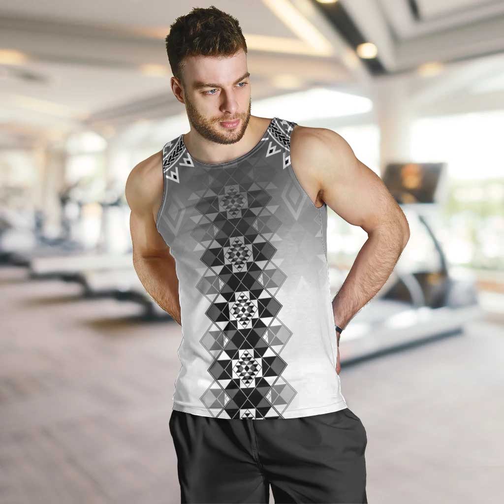 New Zealand Men Tank Top Poutama Mix Gray Taniko Inspired Art LT05