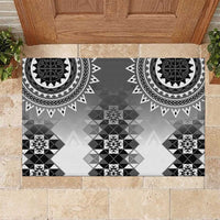 New Zealand Rubber Doormat Poutama Mix Gray Taniko Inspired Art LT05 Gray - Polynesian Pride