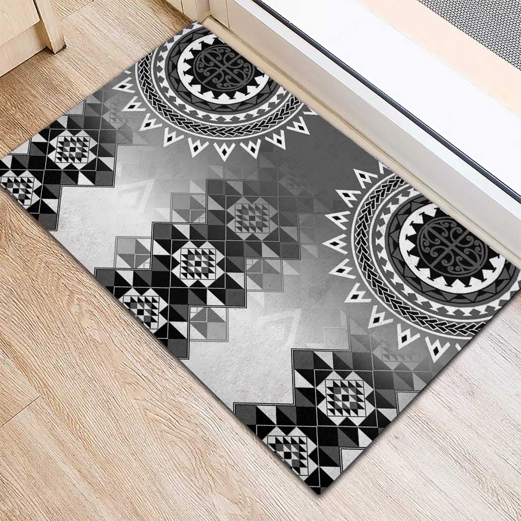 New Zealand Rubber Doormat Poutama Mix Gray Taniko Inspired Art LT05 - Polynesian Pride