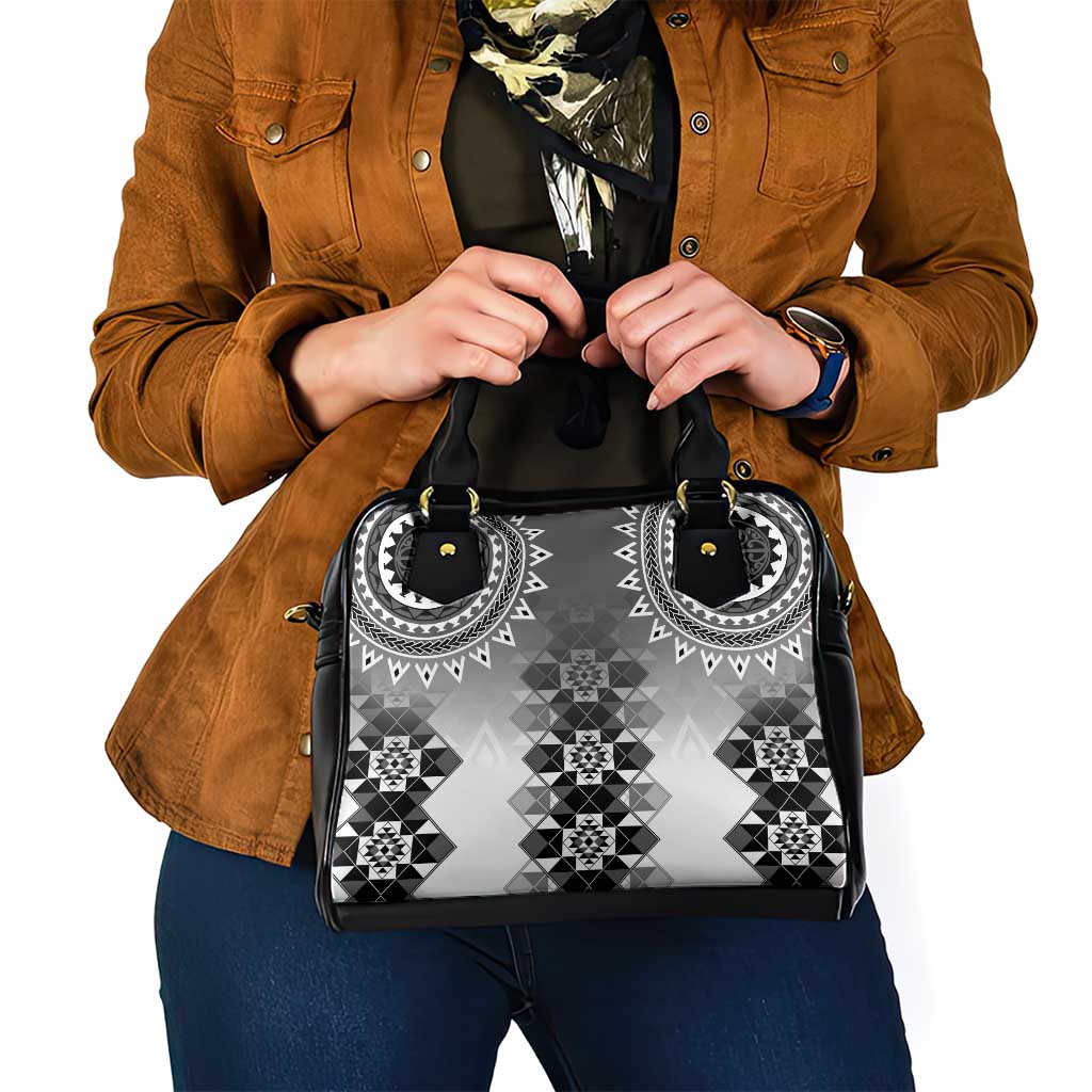 New Zealand Shoulder Handbag Poutama Mix Gray Taniko Inspired Art LT05