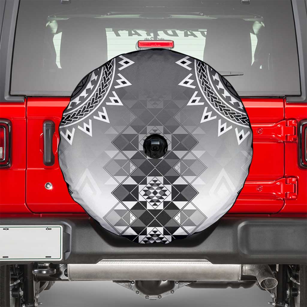 New Zealand Spare Tire Cover Poutama Mix Gray Taniko Inspired Art LT05 - Polynesian Pride