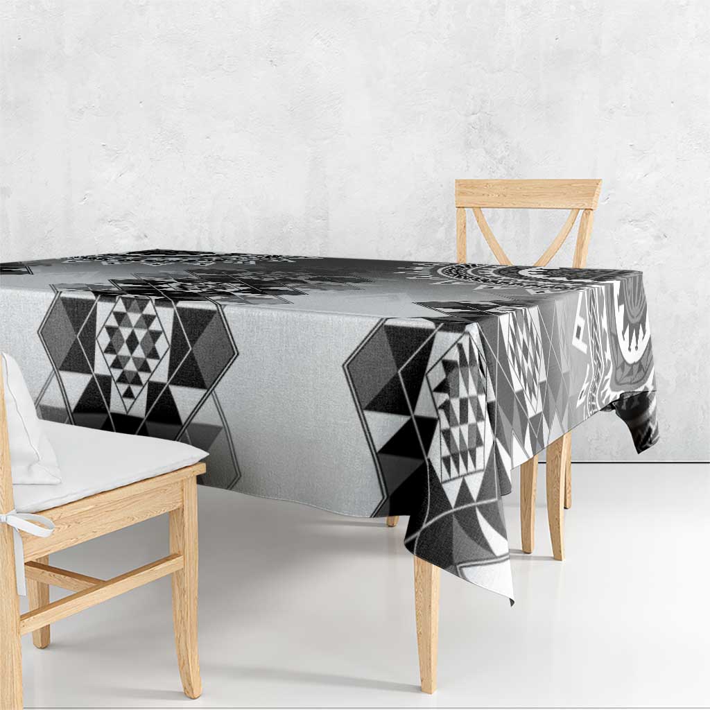 New Zealand Tablecloth Poutama Mix Gray Taniko Inspired Art LT05