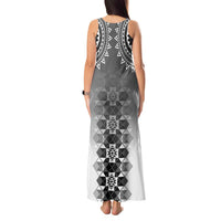 New Zealand Tank Maxi Dress Poutama Mix Gray Taniko Inspired Art LT05 - Polynesian Pride