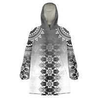 New Zealand Wearable Blanket Hoodie Poutama Mix Gray Taniko Inspired Art LT05 One Size Gray - Polynesian Pride