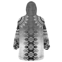 New Zealand Wearable Blanket Hoodie Poutama Mix Gray Taniko Inspired Art LT05 - Polynesian Pride