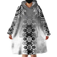 New Zealand Wearable Blanket Hoodie Poutama Mix Gray Taniko Inspired Art LT05 - Polynesian Pride