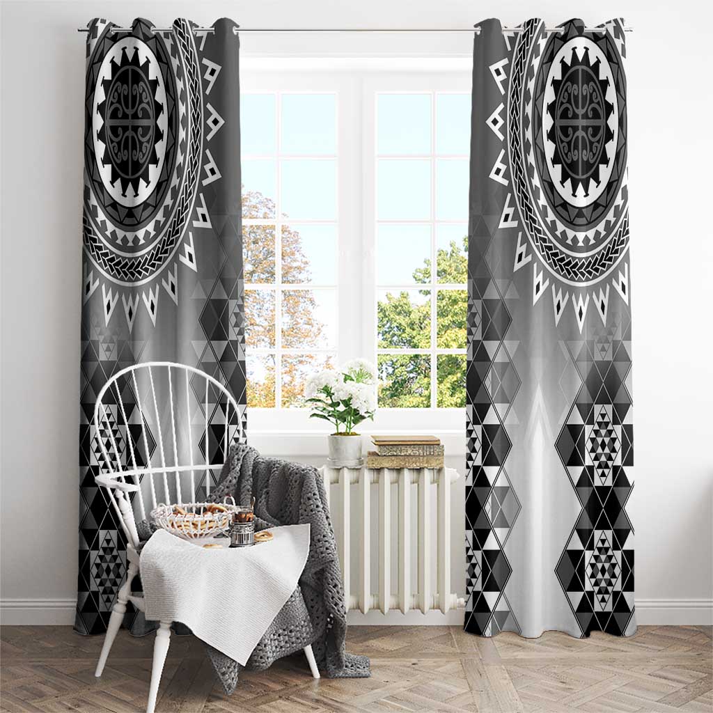 New Zealand Window Curtain Poutama Mix Gray Taniko Inspired Art LT05