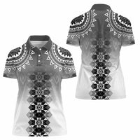 New Zealand Women Polo Shirt Poutama Mix Gray Taniko Inspired Art LT05 - Polynesian Pride