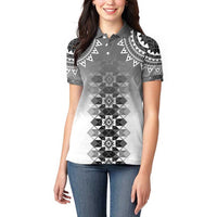 New Zealand Women Polo Shirt Poutama Mix Gray Taniko Inspired Art LT05 - Polynesian Pride
