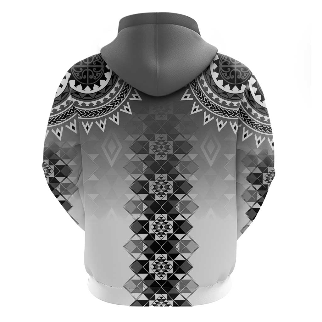 New Zealand Zip Hoodie Poutama Mix Gray Taniko Inspired Art LT05 - Polynesian Pride