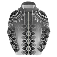 New Zealand Zip Hoodie Poutama Mix Gray Taniko Inspired Art LT05 - Polynesian Pride