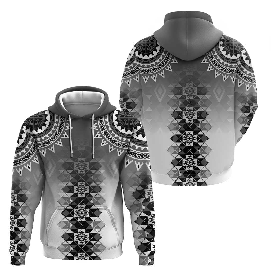 New Zealand Zip Hoodie Poutama Mix Gray Taniko Inspired Art LT05 - Polynesian Pride