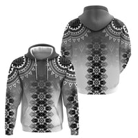 New Zealand Zip Hoodie Poutama Mix Gray Taniko Inspired Art LT05 - Polynesian Pride