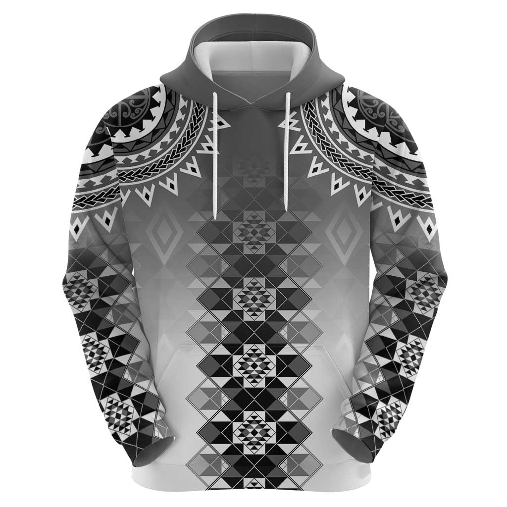 New Zealand Zip Hoodie Poutama Mix Gray Taniko Inspired Art LT05 - Polynesian Pride
