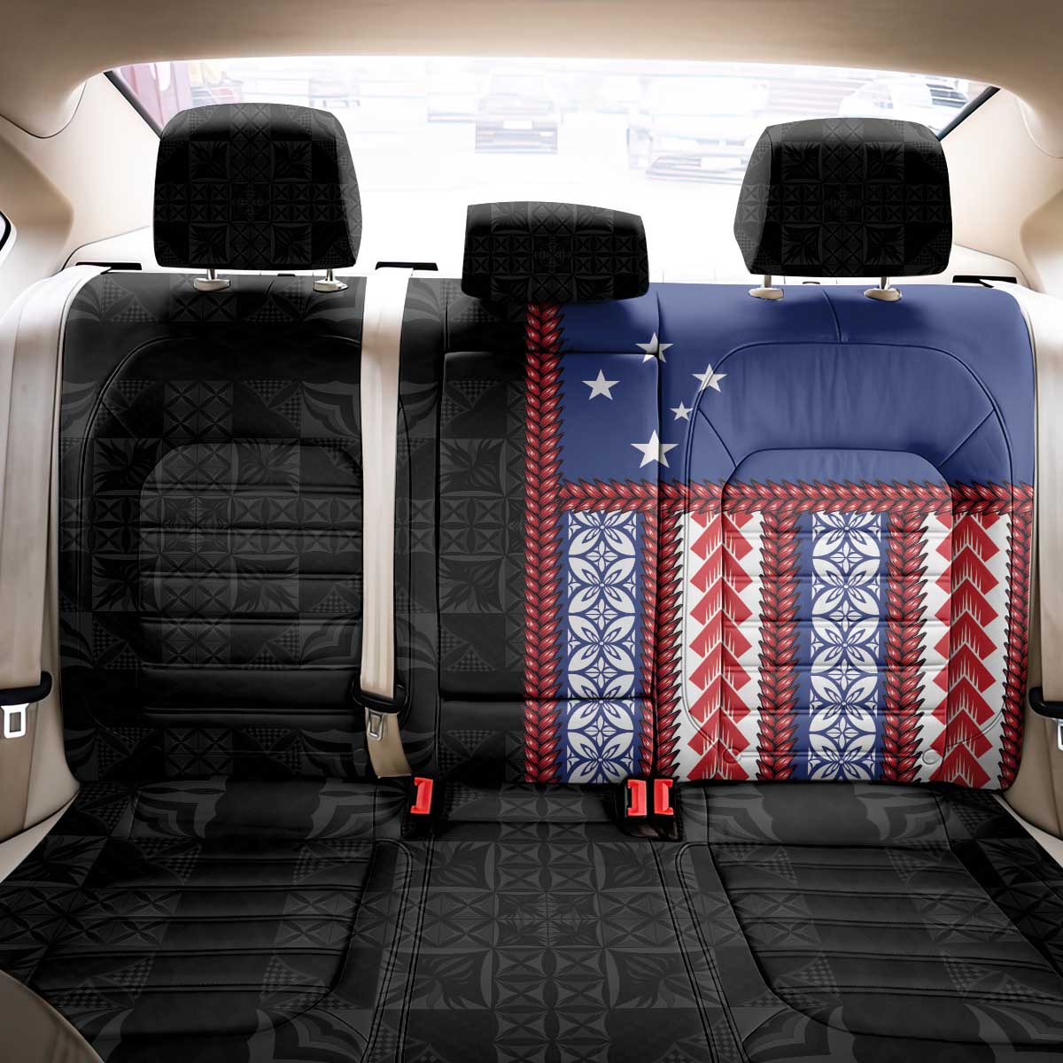 Samoa Flag Back Car Seat Cover Ula Fala With Samoan Siapo LT05 - Polynesian Pride