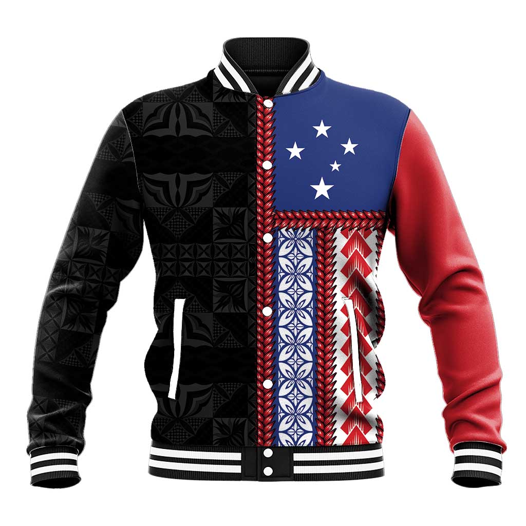 Samoa Flag Baseball Jacket Ula Fala With Samoan Siapo - Polynesian Pride