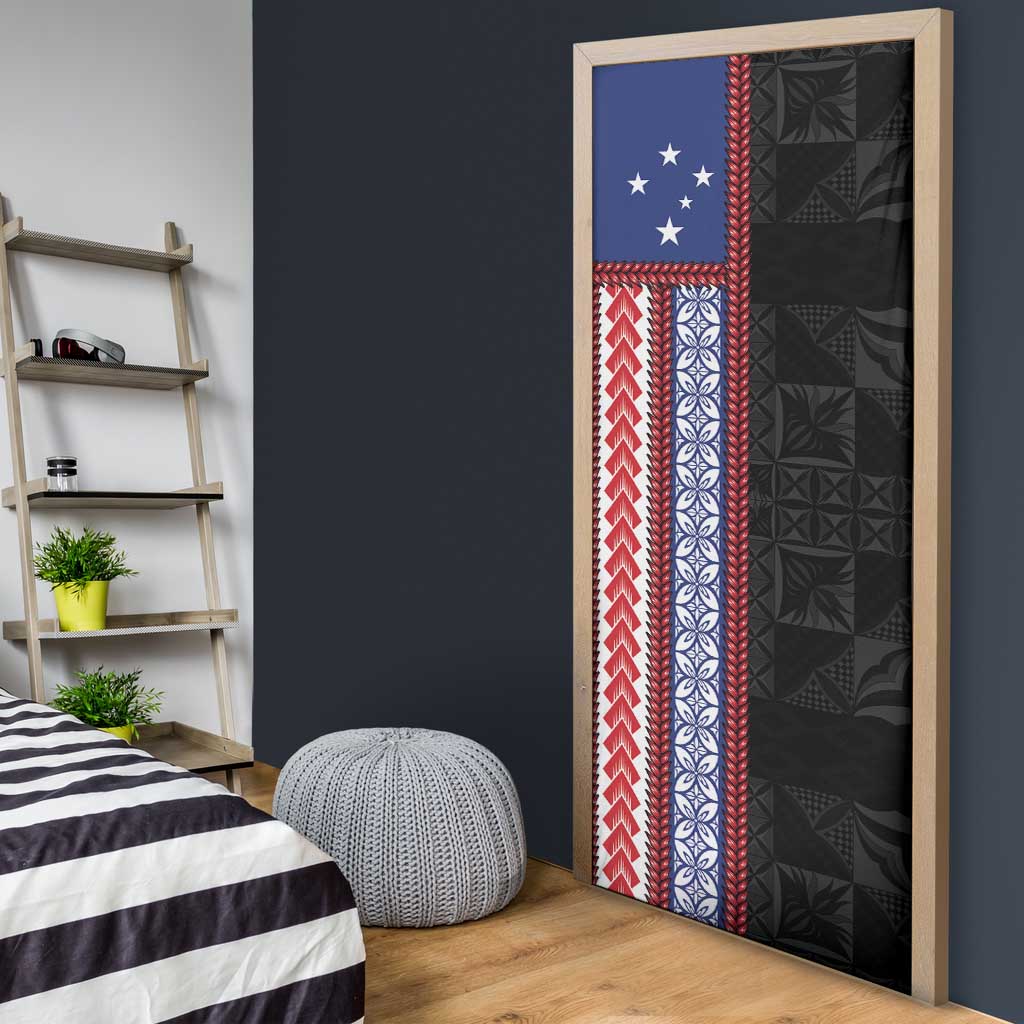 Samoa Flag Door Cover Ula Fala With Samoan Siapo - Polynesian Pride