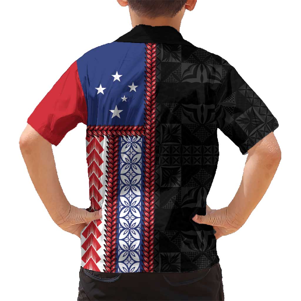 Samoa Flag Family Matching Off The Shoulder Long Sleeve Dress and Hawaiian Shirt Ula Fala With Samoan Siapo LT05 - Polynesian Pride