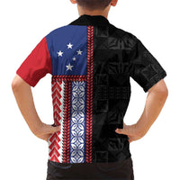 Samoa Flag Family Matching Off Shoulder Short Dress and Hawaiian Shirt Ula Fala With Samoan Siapo LT05 - Polynesian Pride